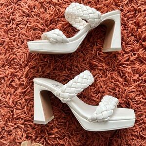 Jeffery Campbell White Braided Heels